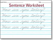 Sentence Cursive Worksheet Practice